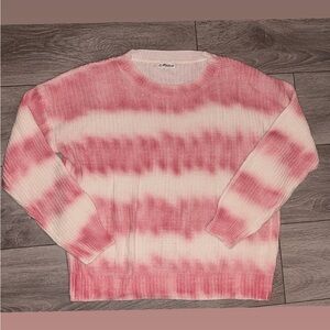 Macaron Size Medium Long Sleeved Sweater Knit Pink & White Tye Dye